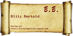 Blitz Bertold névjegykártya